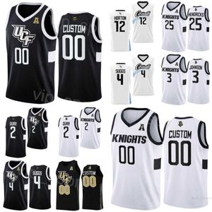 UCF Knights College 3 Darius Johnson Maillots Basketball 4 Brandon Suggs 2 Michael Durr 25 Taylor Hendricks 12 Ithiel Horton C.J Kelly University Navy Bleu Blanc NCAA