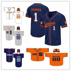 UChen37 Custom NCAA College Syracuse Orange Baseball Jerseys Cualquier nombre Número Camisas cosidas Tamaño S-4XL Blanco Naranja Puple Azul marino Gris