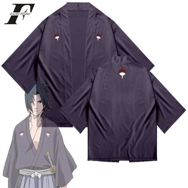 Uchiha Sasuke Kimono Cosplay Costume Harajuku Streetwear Pyjama Vêtements De Nuit Blouse Chemise Ados Homme / Femme Cosplay Uniforme Pyjama Y0903