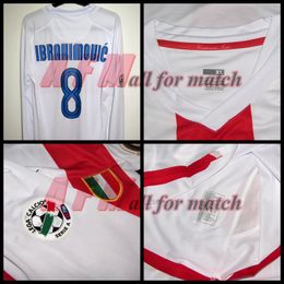 UCL/Serie A 07/08 centenaire Match Worn Player Issue Shirt Jersey Manches longues ZANETTI IBRAHIMOVIC Football Custom Patches Sponsor