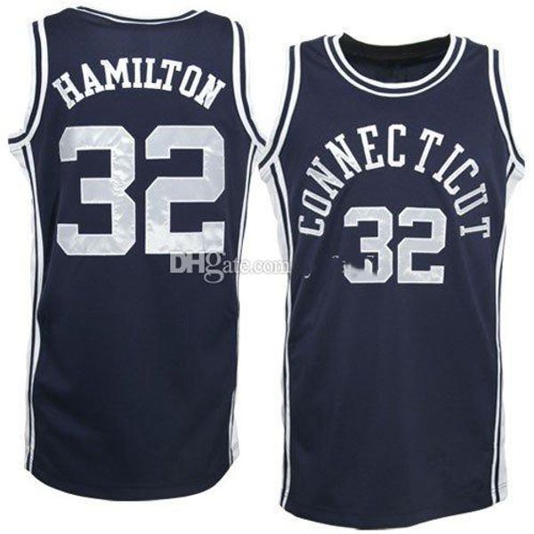 UConn Connecticut Huskies College Richard Hamilton #32 Baloncesto Jersey Navy Blue Retro Retro Men's personalizado Número de nombre de número