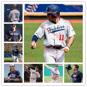 Uconn Huskies Baseball Jersey 31 Dominic Freeberger 32 Mitchell Pascarella 48 Jude Abbadessa Connecticut Maillots cousus sur mesure pour hommes jeunes