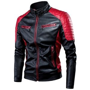 Ucrazy Men Winter Casual Motor Spliced ​​Lederen Jas Jas Mannen Herfst Mode Biker Vintage Warm Lederen Jas Jas Mannen 211124