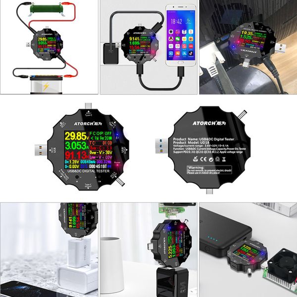 UD18 DC5.5 DC5525 Voltmètre numérique Amperimetro Tension de courant Mémètre AMMETER DETECTOR CHARBER BANDE PUILLE TESTER USB