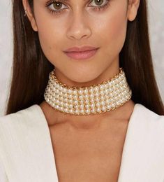 Uddein Chokers Maxi Collar Multi Capeta Joya de perlas Declaración de gran marca Collar de gargantilla Mujeres Vintage Vintage Collar de perla Simulada9305357