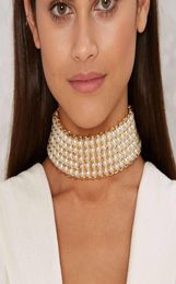 Uddein Chokers Maxi Collar Multi Capeta Joya de perlas Declaración de gran marca Collar de gargantilla Mujeres Vintage Vintage Collar de perla Simulada4464747