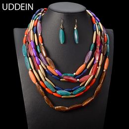 Uddein est des perles de couleur mode collier multi-couches
