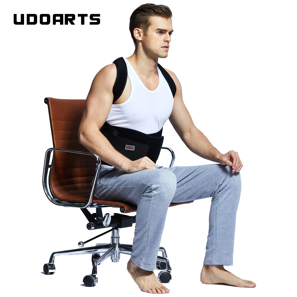 Udoarts Adjustable Back Support Posture Corrector Brace With Removable Steel Splints