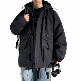 ueteey 2023 Harajuku Fi hommes Parkas épais chaud coupe-vent imperméable à capuche Cott vestes décontracté extérieur mâle Streetwear T2WN #