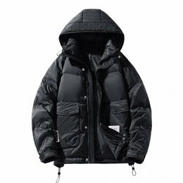 ueteey 2023 Nouvelle veste d'hiver hommes 80 duvet de canard blanc chaud épais solide à capuche mâle Parkas Fi extérieur décontracté hommes manteau bouffant b1d6 #