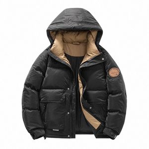 Ueteey hiver épais chaud hommes blanc canard doudoune à capuche décontracté moto coupe-vent Parkas Fi lâche hommes manteau bouffant M0Fa #