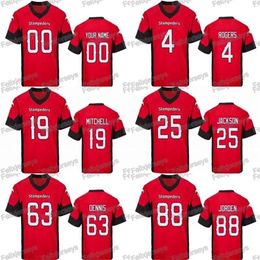 Uf CeoThr 2019 Stampeders de Calgary 19 Bo Levi 4 Eric Rogers 25 Don Jackson 63 Derek Dennis 88 Maillot de football Kamar Jorden