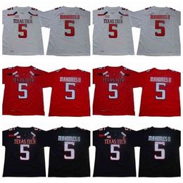 Uf CeoThr # 5 Patrick Mahomes II NCAA Texas Tech Red Men College Football Jersey Hommes Football Jersey Noir Rouge Blanc Taille S à 3XL