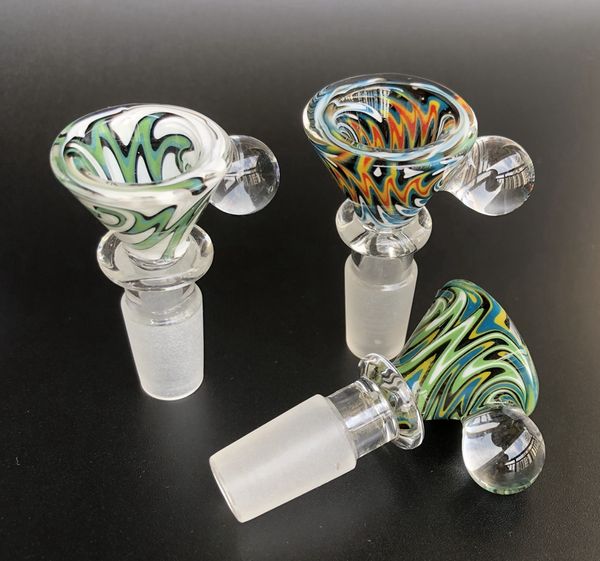 Bol à fumer en verre coloré Heady US Color Glass Slides Bowl 14mm 18mm Male Bowl pour Dab Rig Glass Bubbler et Ash Catcher Bong Bowls