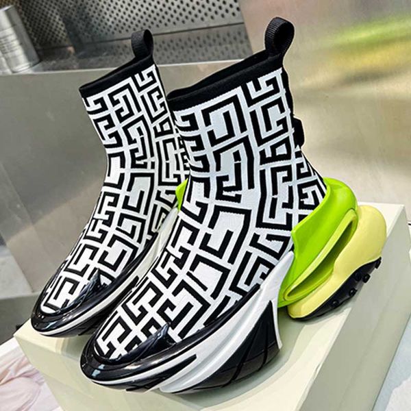 UFO Future Designer Zapatillas de deporte para hombre Unicornio High Top Zapatos deportivos Estilo fresco Cabeza de bala B Nail Cojín de aire Suela elevada Calcetines para mujer Aro Zapatos casuales 35-46