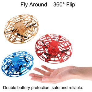 QFX UFO inductie quadcopter speelgoed, vliegtuigen gebaar detecteren interactieve drone, hoogte hold uav met lichten, voor kind kerstverjaardagscadeau