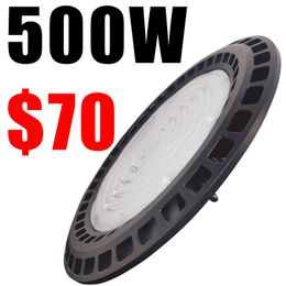 UFO LED High Bay Light, iluminación para almacén, 6500 K, blanco frío, 500 W, cable de alimentación incluido, 60000 LM, 85-265 V, IP65, accesorio impermeable inastillable Crestech168