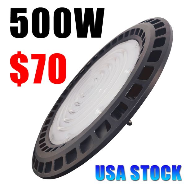 UFO LED High Bay Light, Iluminación para almacén, 6500K Blanco frío 500W, 60000 LM, 85-265V, IP65 a prueba de agua, Super brillante Garaje Fábrica Taller Gimnasio