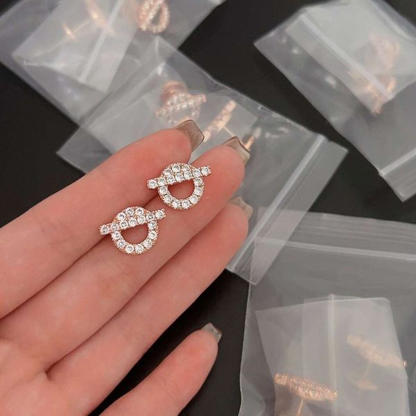 Boucles d'oreilles en forme de nez de cochon, bouchon ovni plaqué avec or Rose 18 carats, diamant complet, lettre Q, haute qualité, mode, polyvalentes, pour femmes