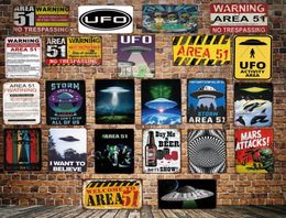 UFO Storm 51 Area Retro Tar Sign Wall Posters Art Vintage Persoonlijkheid Persoonlijkheid Custom Metal Plaque Decor8997253