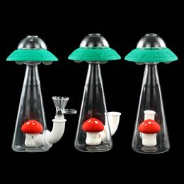 Pipas de agua UFO, pipa de mano para fumar de silicona, plataformas petrolíferas, cuenco de vidrio libre para cachimbas