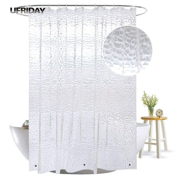 UFRIDAY 3D Water Cube Rideau de Douche avec Aimants Imperméable Résistant à la Moisissure pour La Salle de Bains Transparent Plastique PEVA Rideau de Bain 201102