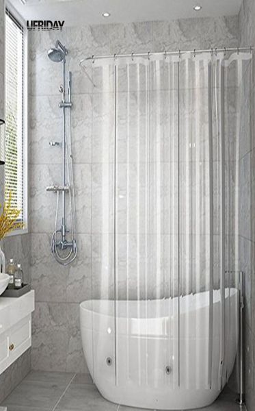 UFRIDAY Rideau de douche entièrement transparent Rideaux de bain transparents Doublure PEVA Rideau de salle de bain en tissu imperméable anti-moisissure pour la maison 1285752