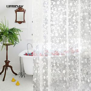 UFRIDAY PVC 3D étanche rideau de douche Transparent blanc clair salle de bain rideau bain avec crochets écran de bain nouveau