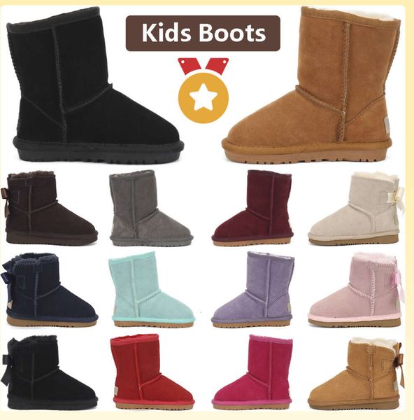 UG G Enfants Bottes Australie Botte de Neige Designer Enfants Chaussures Hiver Enfant Classique Ultra Mini Bébé Garçons Filles Bottines Enfant Fourrure Daim avec Arcs