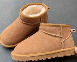 UG G – Mini bottines de neige pour enfants, chaussures de Style australien, en cuir suédé véritable, en coton chaud, pour bébés, taille 21 à 35