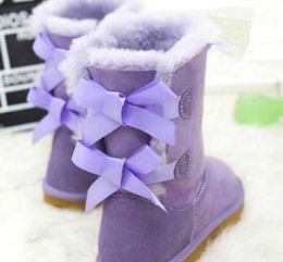 UG G nouveau classique haute bottes d'hiver en cuir véritable daim Bailey Bowknot femmes enfants enfants Bow chaussures de neige botte
