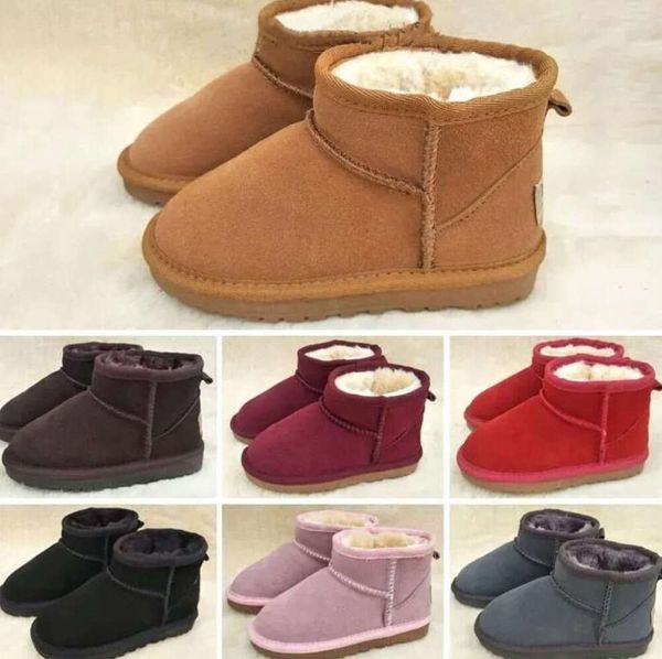 UG G hiver chaussures de créateur garçons et filles Style UGGlie enfants bébé bottes de neige imperméable à enfiler enfants en cuir de vache