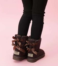 UG Hot Kids Chaussures Bottes de neige en cuir authentiques pour les tout-petits Boot With Bows Children Footwear Girls Snow Boots G