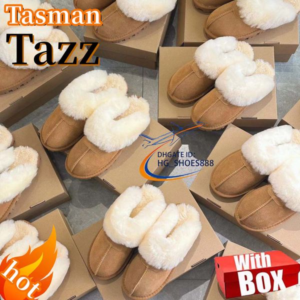 Sly Tasman Boots Ug boots Ug Chesut Diseñador para mujer Tazz Boots Botas casuales para mujer con lana Botines de piel de oveja Botas para la nieve pantuflas cálidas de invierno mini con marca de caja