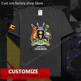 Maglietta bandiera dell'Uganda Maglietta personalizzata personalizzata gratuita Nome fai da te Numero 100 Magliette in cotone Uomo Donna Maglietta casual allentata 220620