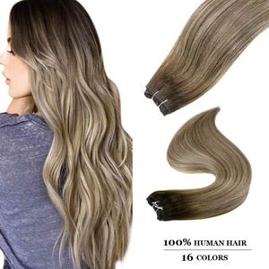 Ugeat Weft Balayage Color Coser en Extensiones Humanas para Mujeres 14-22