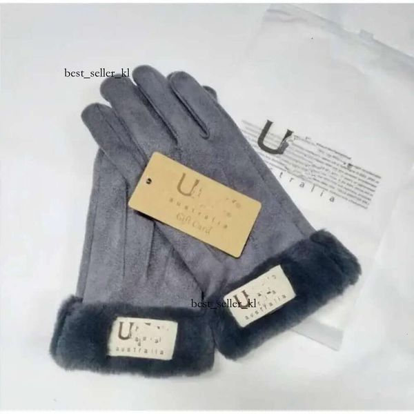 Diseño de guante uggg estilo de piel sintética ugglove para mujeres guante de la zapatilla uggg invierno guante uggliss slippre al aire libre cinco dedos guantes de cuero artificial al por mayor 222