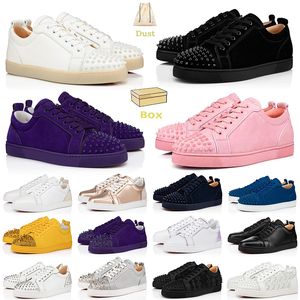 Met doos 2024 Designer Red Bottoms Men Dames Kleedschoenen Loafers Zwart wit leer luxe platform Sneakers Vintage klinknagels Laag aangeklaagde bovenste vlakke damesheren Trainers