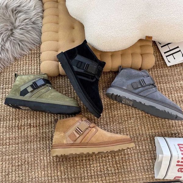 Uggsbooty moss vert noir chukka châtaignier homme neumel bottes snapback en daim shearling u wggs bottines courte botte hiver ski ski extérieur chaussure chaude doublée