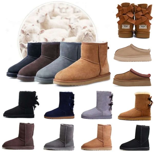 Uggsityq botas de diseñador australia zapatillas tasman plataforma para mujer botines de invierno niña bota de nieve clásica tobillo arco corto mini piel negro castaño rosa zapatos pajarita