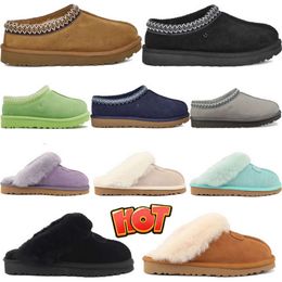 UGGSS Pantoufles Pantoufles de créateurs Tasman Tazz UG Pantoufle châtaigne Pantoufles à plateforme moelleuses éraflures chaussures en laine en peau de mouton marque classique décontractée femmes extérieur curseur