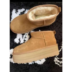 ugh laars dames Tasman Slippers Kastanjebont Slippers Schapenvacht Shearling Tazz Laarzen Nieuwe Muiltjes Dames Heren Ultra Mini Platform Laars Slip-on Schoenen ug Suède Bovenwerk Herfst Winter