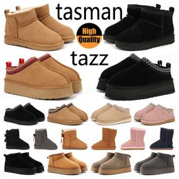 Zapatillas Tasman Ugh Boots Diseñador Tazz UG Zapatos castaños Ultra Plataforma Mujer Gamuza Nieve Invierno Botas de lana cálidas Piel de oveja peluda Ankel Australia Botines con caja
