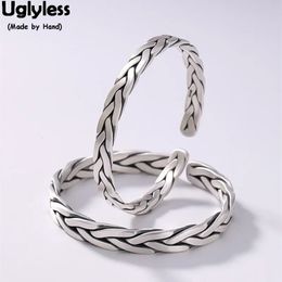 Uglyless 100% réel solide 999 Bracelets tissés à la main fins à la main