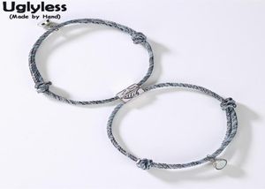 Uglyless 1Pair Lovers Infinity armbanden verstelbare touwketenarmband voor koppels 925 Silver Mountain Wave Bead Magneet Sieraden C9299549