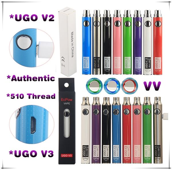 UGO V3 V II EGO T Passthrough E Cigarette Vape Mod Tension Variable Batterie 650 900 mAh eCigs Chargeur eVod Préchauffer Vaporisateur Stylo