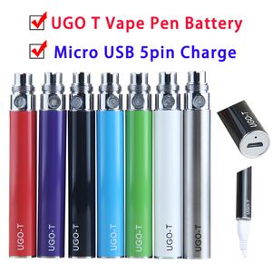 UGO-T Vape Pen Batería para cartuchos de vaporizador 650 mah 900 mah 1100 mah Potente batería de 510 hilos precalentamiento VV Cargas inferiores