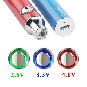 UGO V 650 900mAh EVOD Ego 510 Batterie 7 couleurs micro USB Charge Passthrough batteries Préchauffage Vape stylo avec câble usb