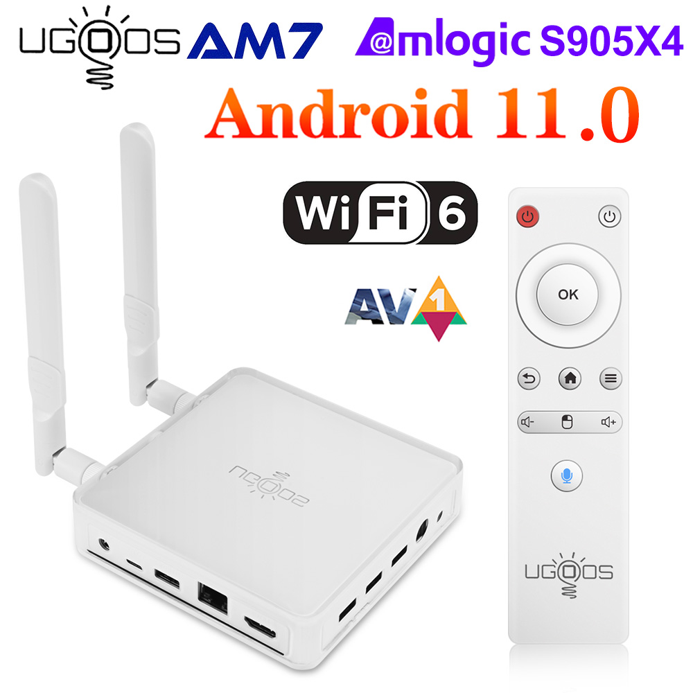 Ugoos AM7 TV Box Android 11 Amlogic S905X4 DDR4 4GB RAM 32GB ROM Support AV1 CEC HDR WIFI6 1000M BT5.0 OTT 4K TVBOX