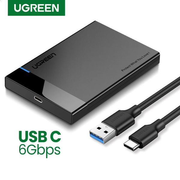 Ugreen 2.5 HDD SSD Case SATA a USB 3.1 Case de adaptador HD Caja de recinto del disco duro externo para disco HDD Tipo USB C Cinete UASP 240322